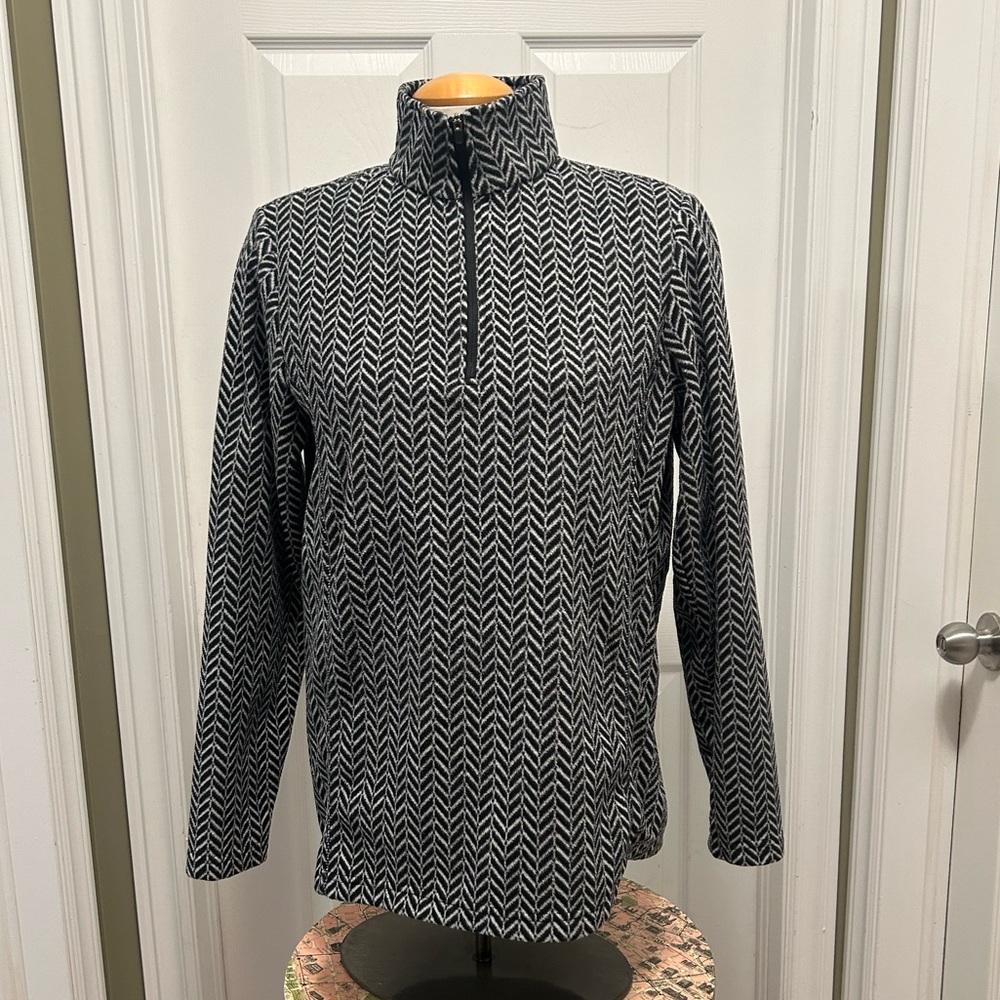 Lands End, black and white women's fleece, size medium.